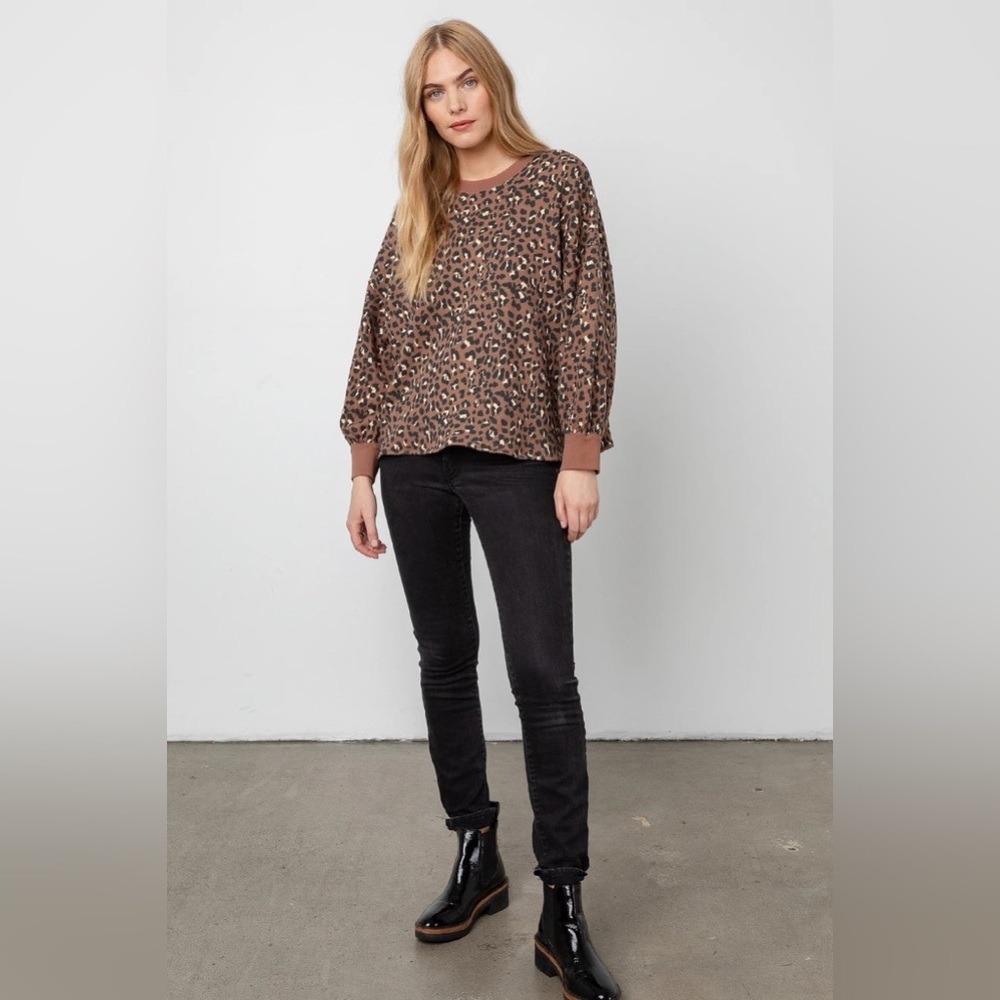 Rails Reeves Sweater Mountain Leopard Print Top S… - image 4